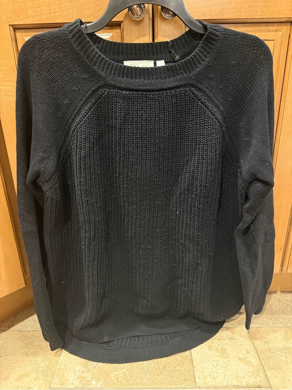 RD Style Black Ribbed Crewneck Sweater